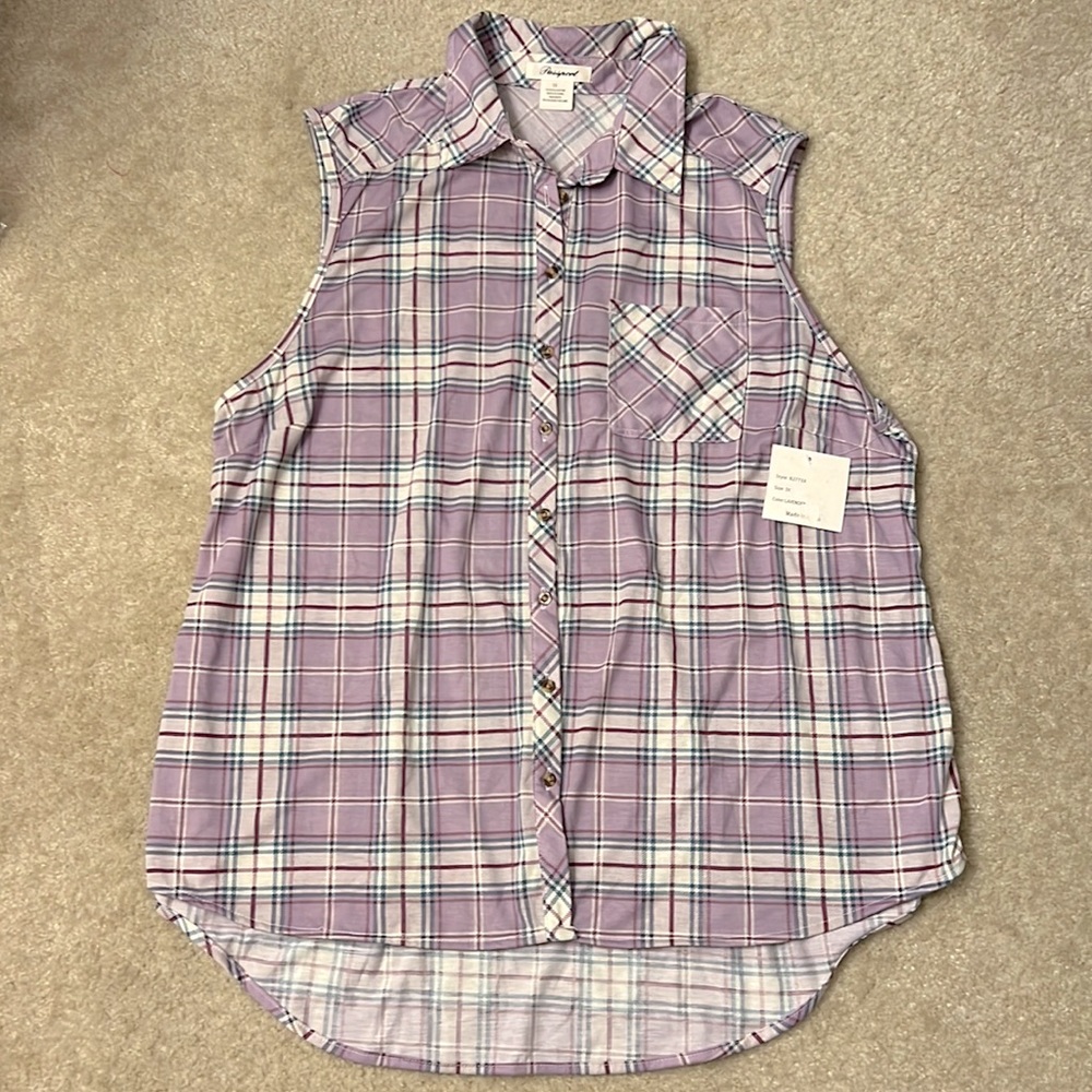 Passport Lilac Plaid Sleeveless Top